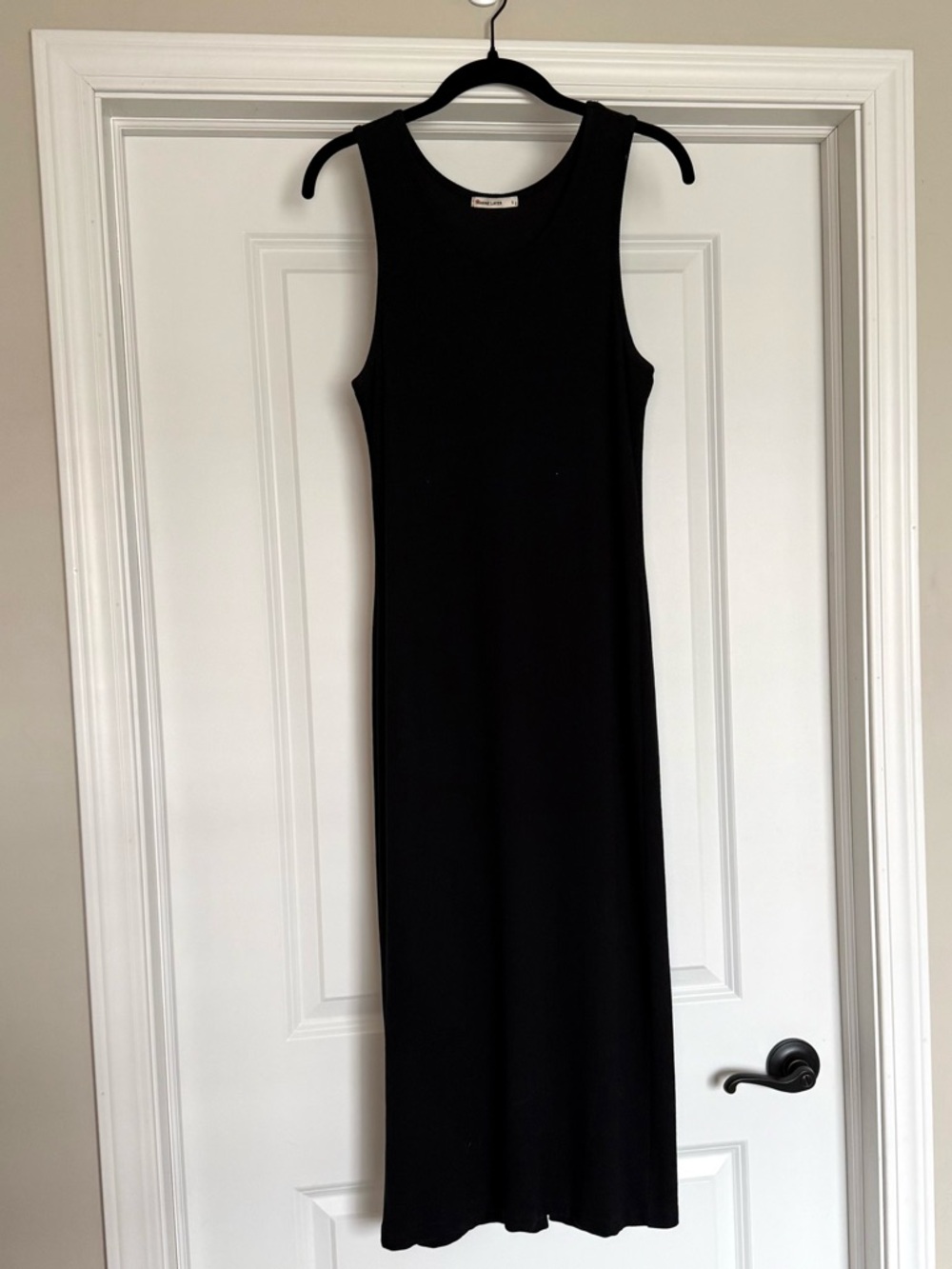 Marine Layer Lexi Daytime Black Ribbed Midi Dress | L - Picture 2 of 10
